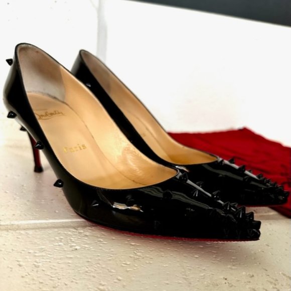 Christian Louboutin Shoes - Christian Louboutin Black Patent Leather Diamond Spike Pumps 35 1/2 (US 5.5)
